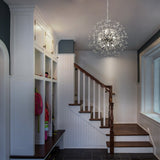 9-light Chrome Modern Firework Chandelier Crystal Pendant Lighting - 19.7inch