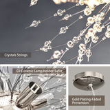 9-light Chrome Modern Firework Chandelier Crystal Pendant Lighting - 19.7inch