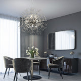 9-light Chrome Modern Firework Chandelier Crystal Pendant Lighting - 19.7inch