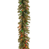 National Tree Company 9' x 12" Norwood Fir Garland with 100 Multi Lights - Green