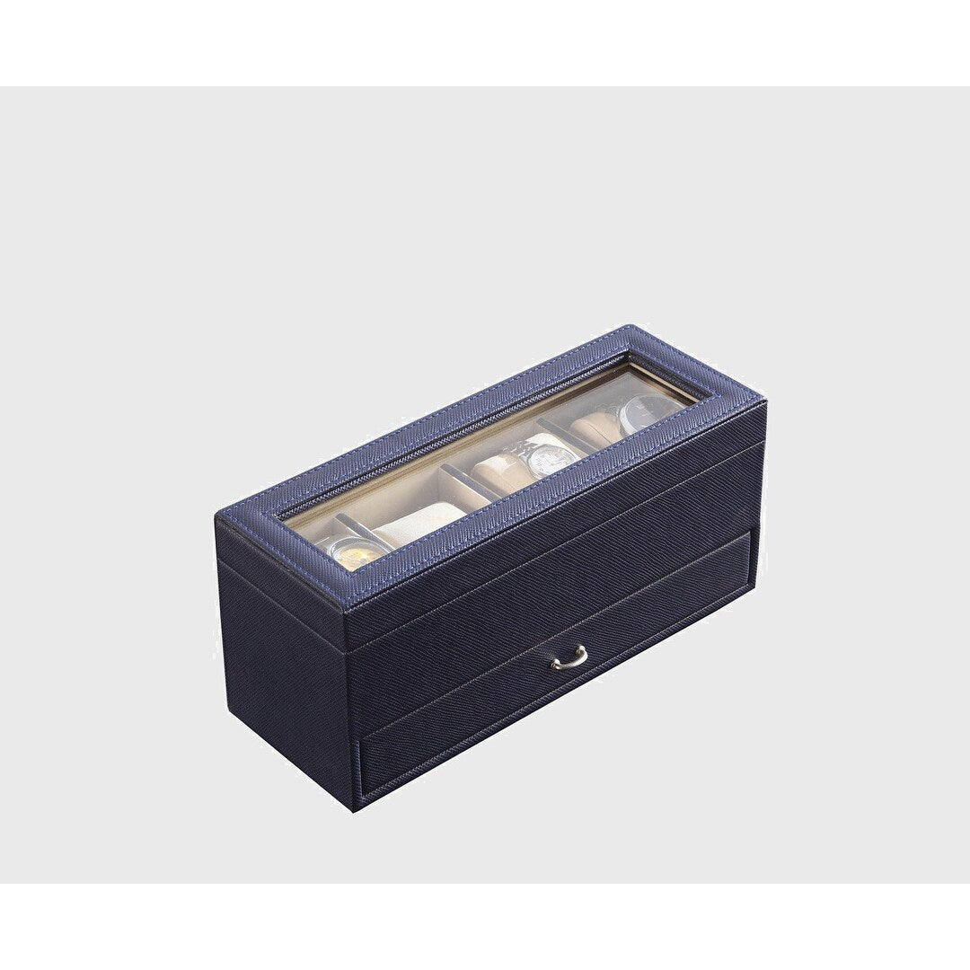 9.3" Long Tempered Glass and Leather Jewelry