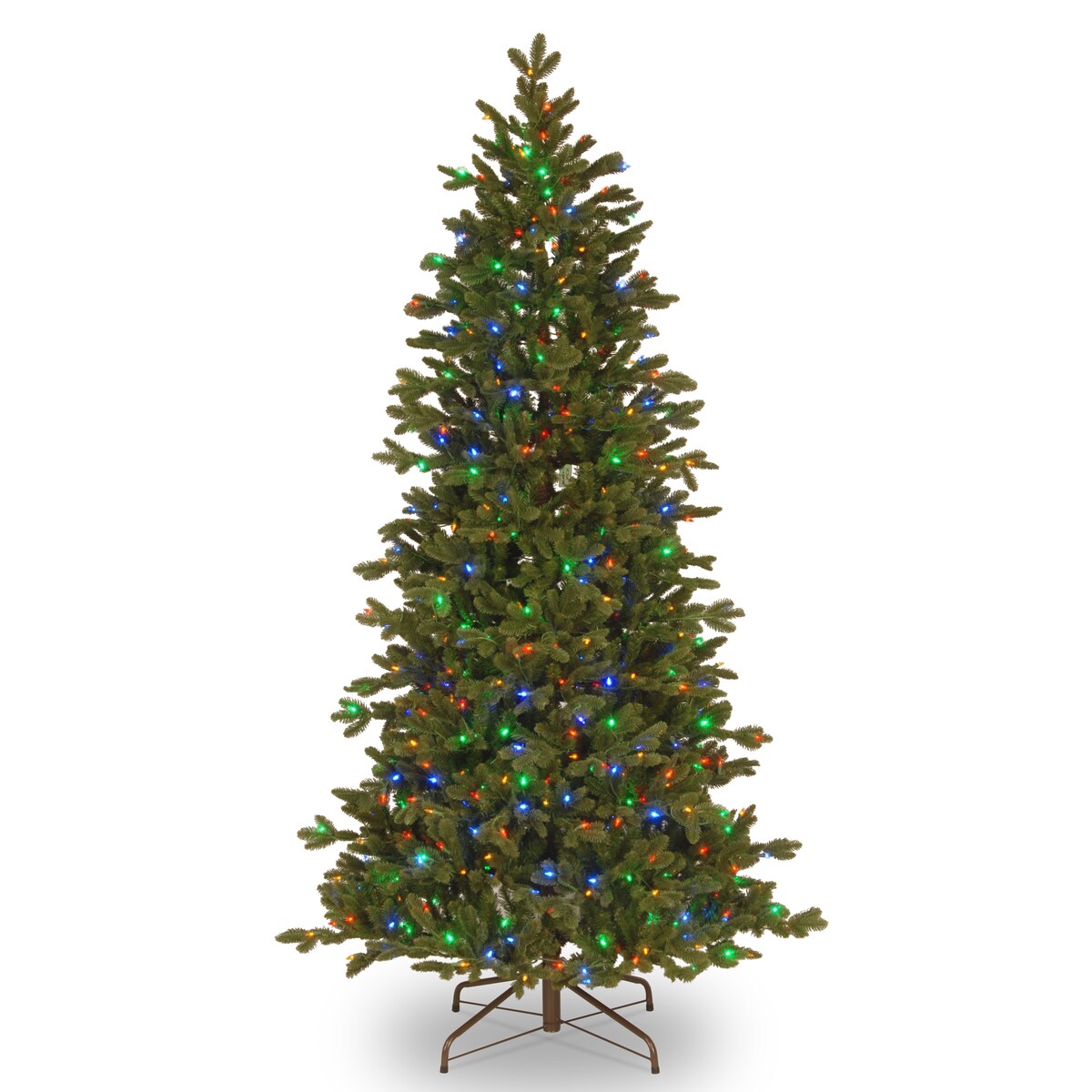National Tree Company 9.5 ft. Noble Deluxe Fir Slim Tree with Multicolor LED Lights - 9.5 ft