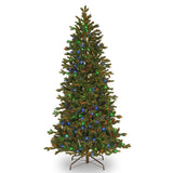 National Tree Company 9.5 ft. Noble Deluxe Fir Slim Tree with Multicolor LED Lights - 9.5 ft