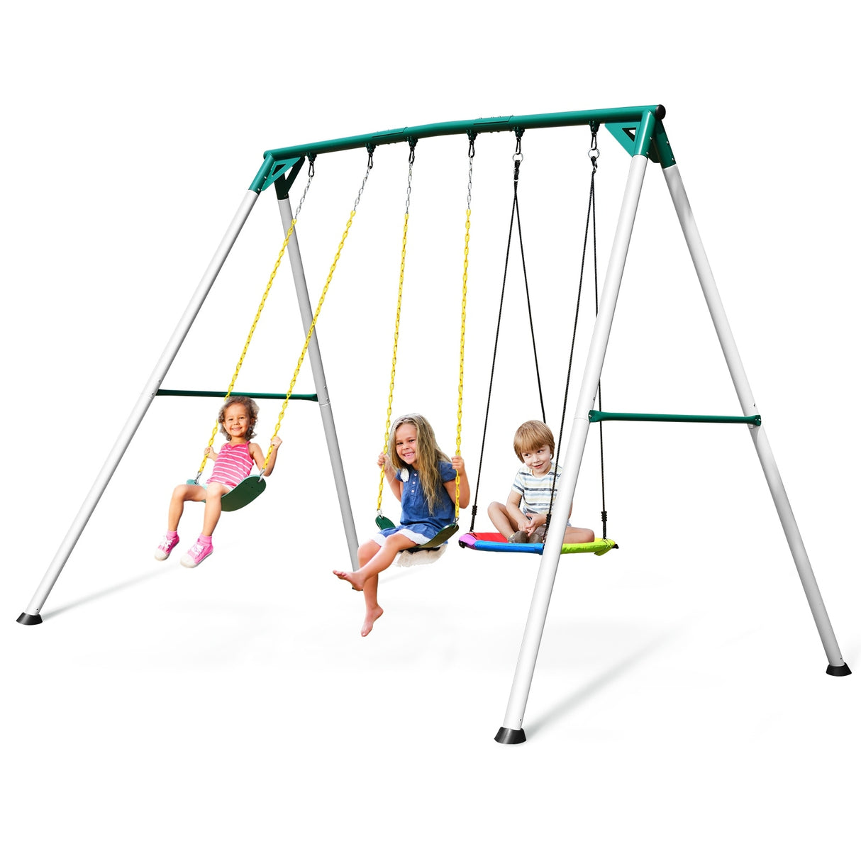9.5' Heavy Duty Metal Swing Set - N/A