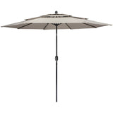 9.75ft Outdoor Patio Market Umbrella with Hand Crank and Tilt, Beige