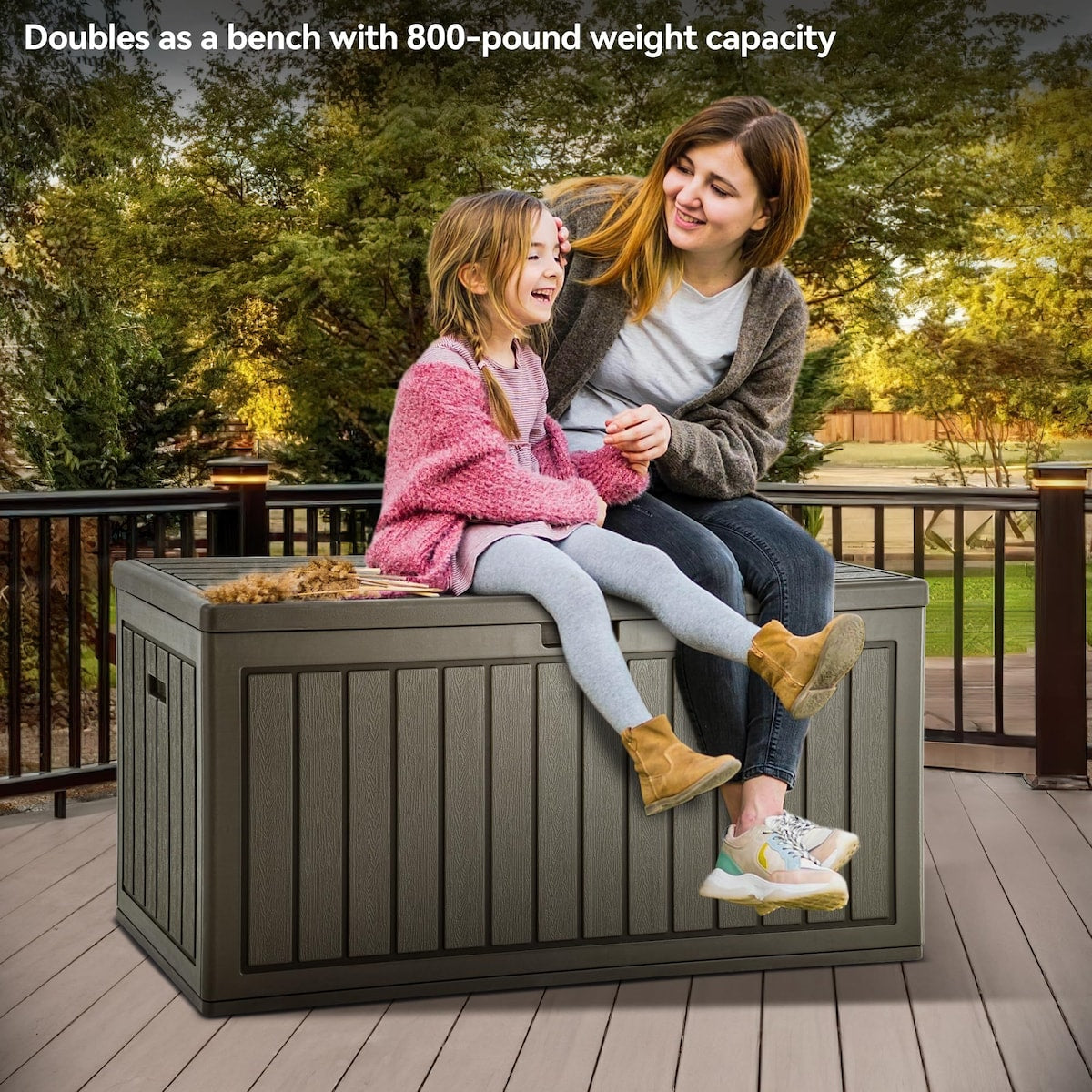 90 Gallon Large Deck Box, Double-Wall Resin Outdoor Storage Boxes, Deck Storage for Patio Furniture, Cushions, Garden Tool