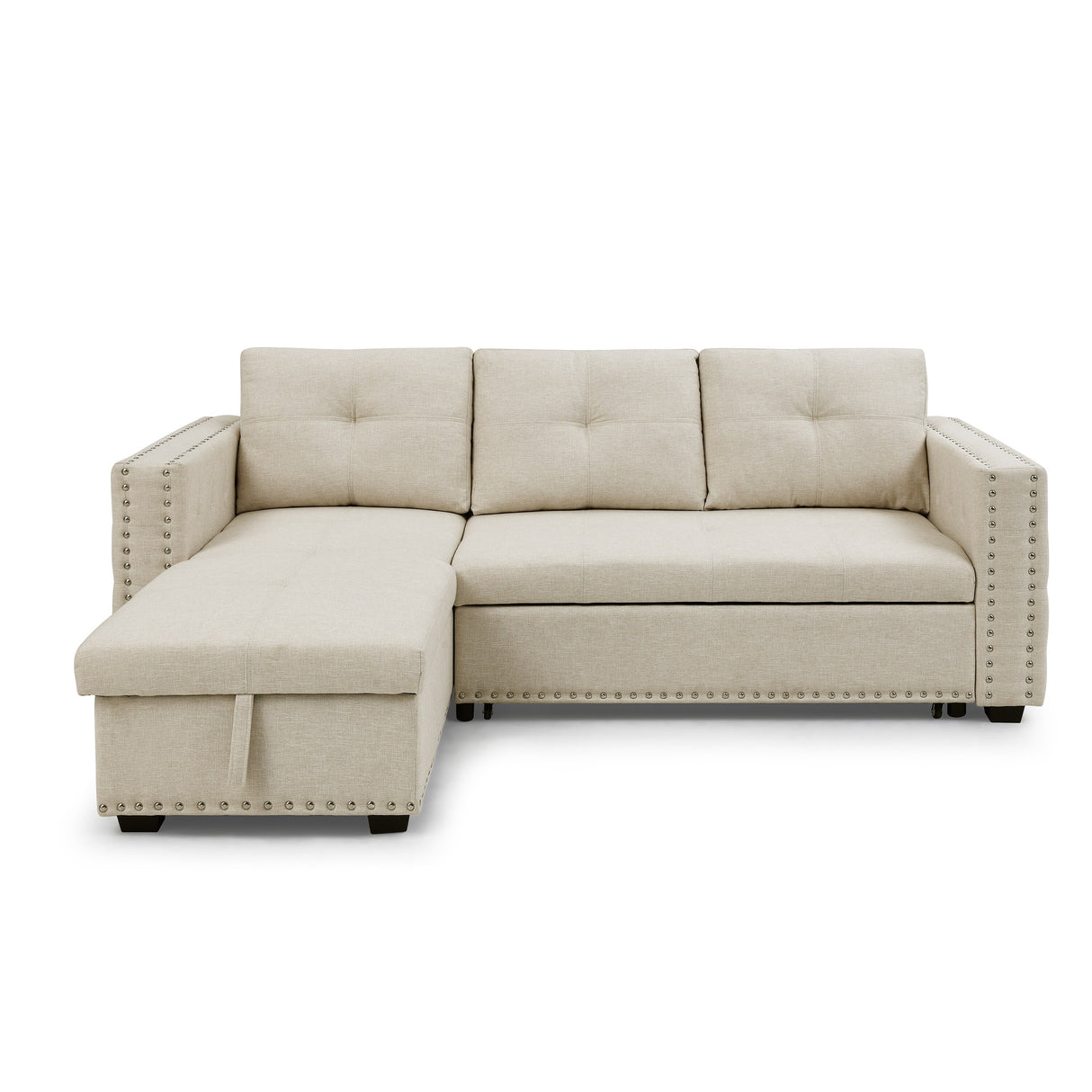 90.5" Wide Sectional Sofa Bed with Storage Chaise