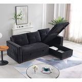 90.5" Wide Sectional Sofa Bed with Storage Chaise