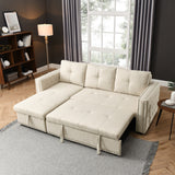 90.5" Wide Sectional Sofa Bed with Storage Chaise