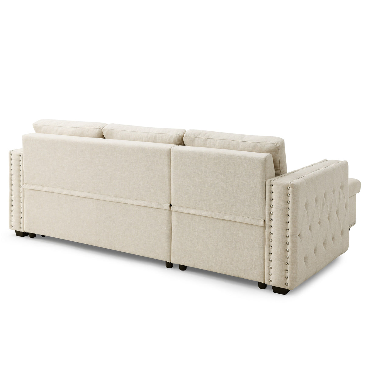 90.5" Wide Sectional Sofa Bed with Storage Chaise