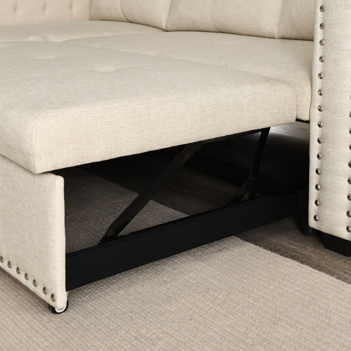 90.5" Wide Sectional Sofa Bed with Storage Chaise