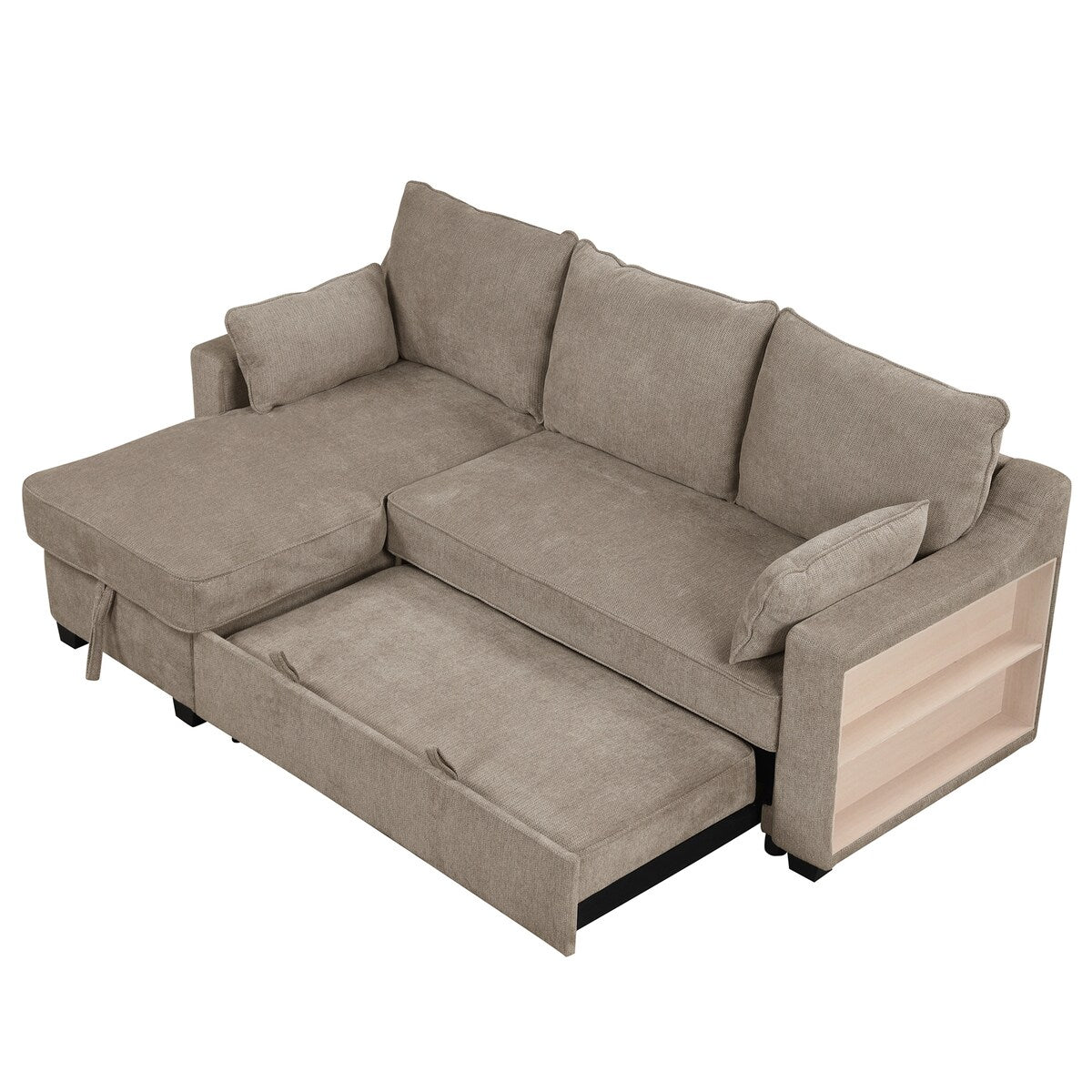 90" Pull Out Sleeper Sofa L-Shaped Couch Convertible Sofa Bed