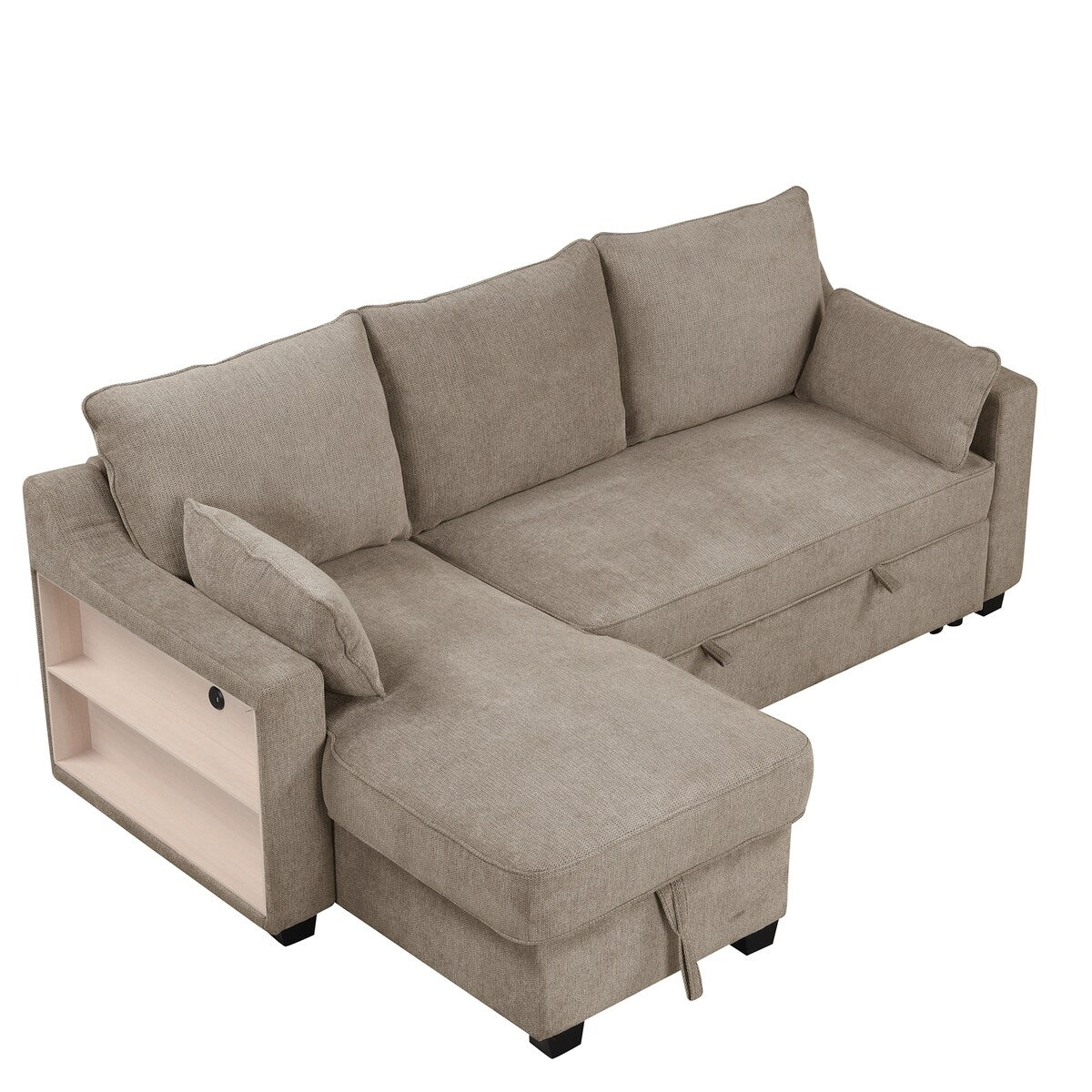 90" Pull Out Sleeper Sofa L-Shaped Couch Convertible Sofa Bed