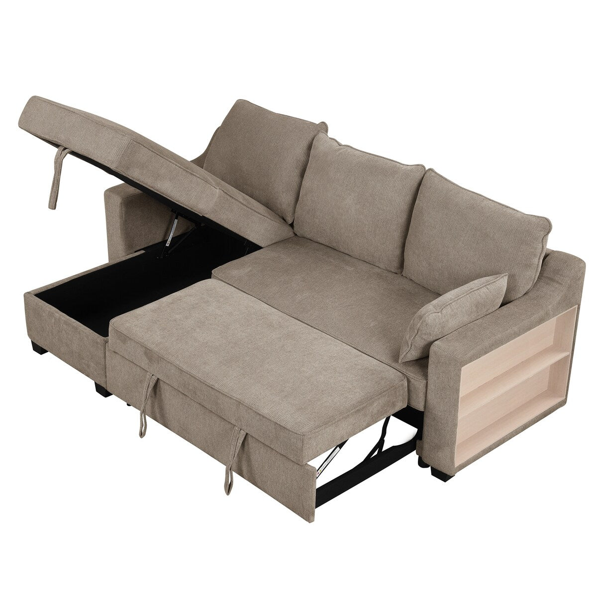 90" Pull Out Sleeper Sofa L-Shaped Couch Convertible Sofa Bed