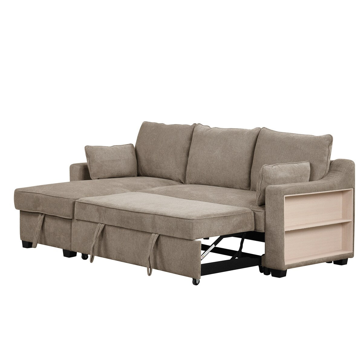 90" Pull Out Sleeper Sofa L-Shaped Couch Convertible Sofa Bed