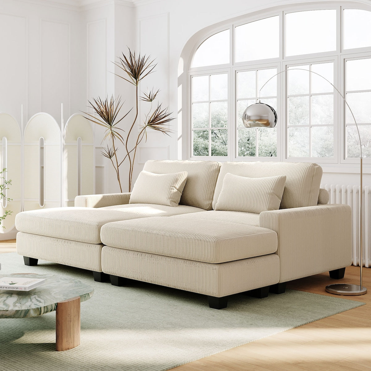 90'' Square Arm Sofa with Removable Back Cushions and 2 pillows, Couch for Living Room, Office, Apartment