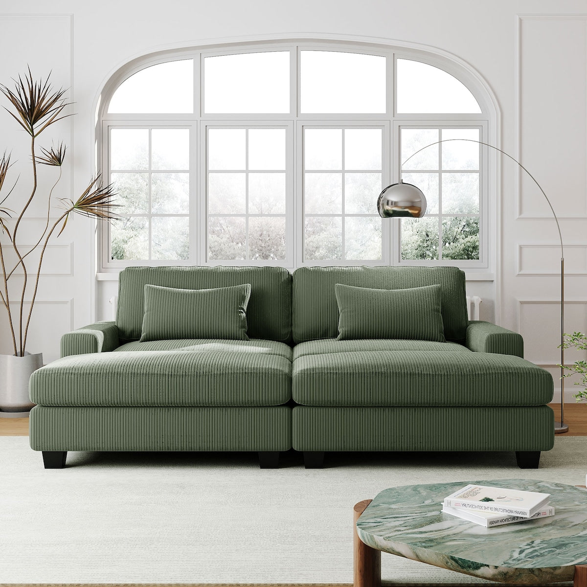 90'' Square Arm Sofa with Removable Back Cushions and 2 pillows, Couch for Living Room, Office, Apartment