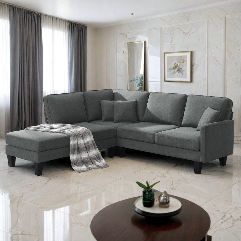 90*88" Minimalist L-Shape Sectional Sofa with Chaise Lounge and 3 Pill