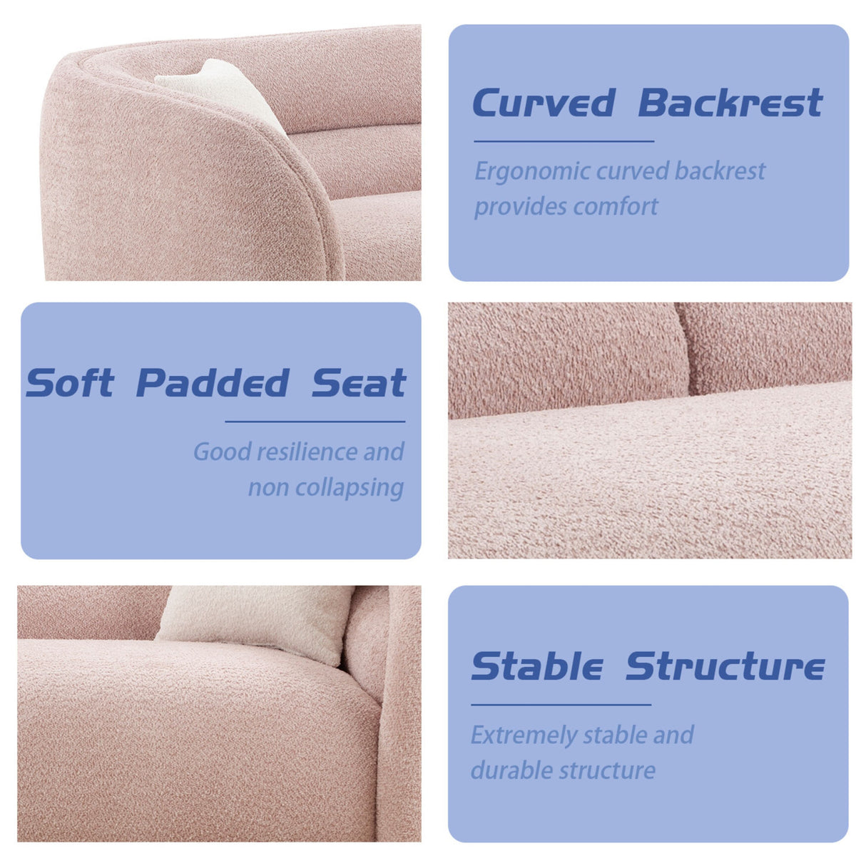 Modern Contemporary 91" Upholstered Curved Sofa With 2 Pillows for Living Room