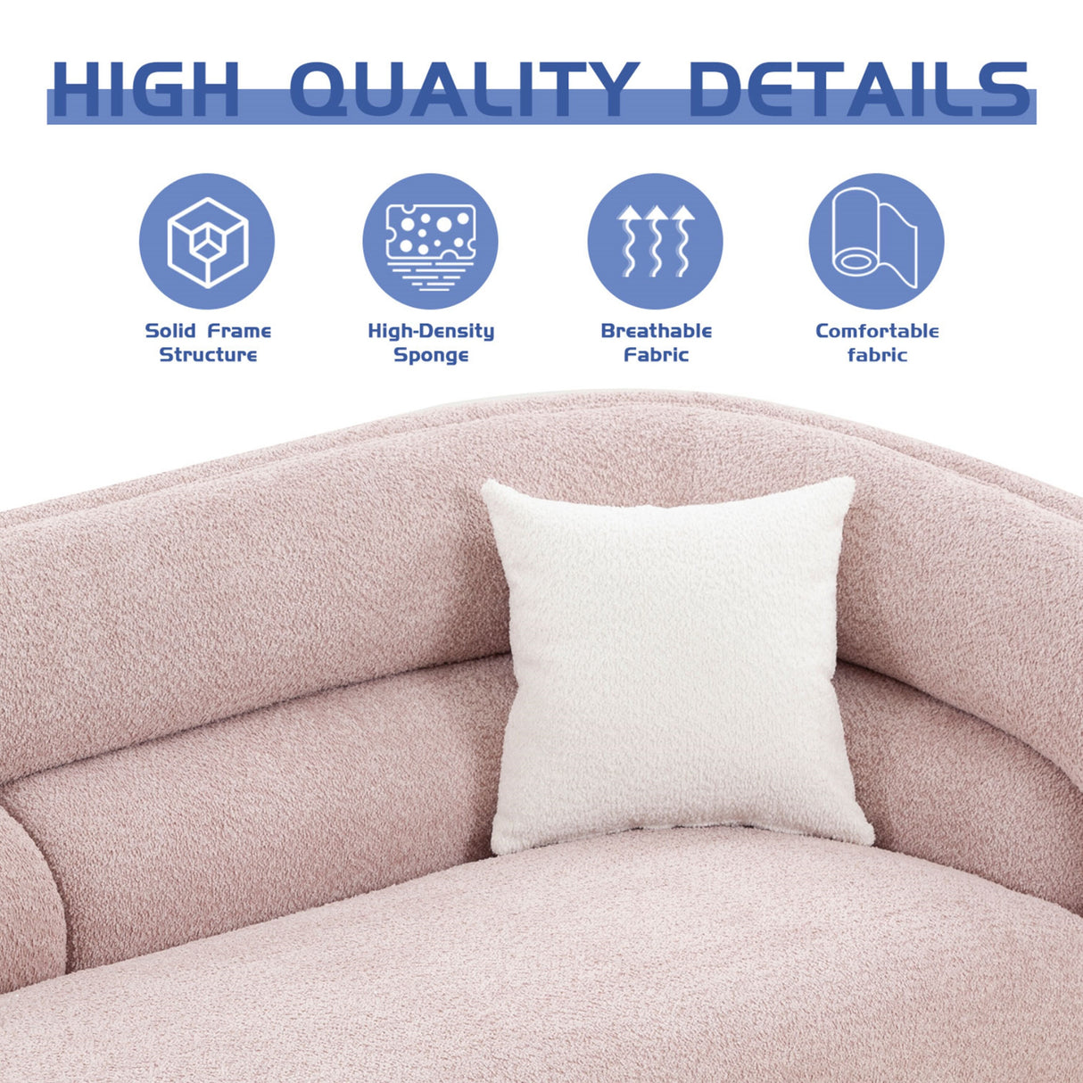 Modern Contemporary 91" Upholstered Curved Sofa With 2 Pillows for Living Room