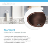921 Antique Bronze Copper Oval Sink with Grid Drain