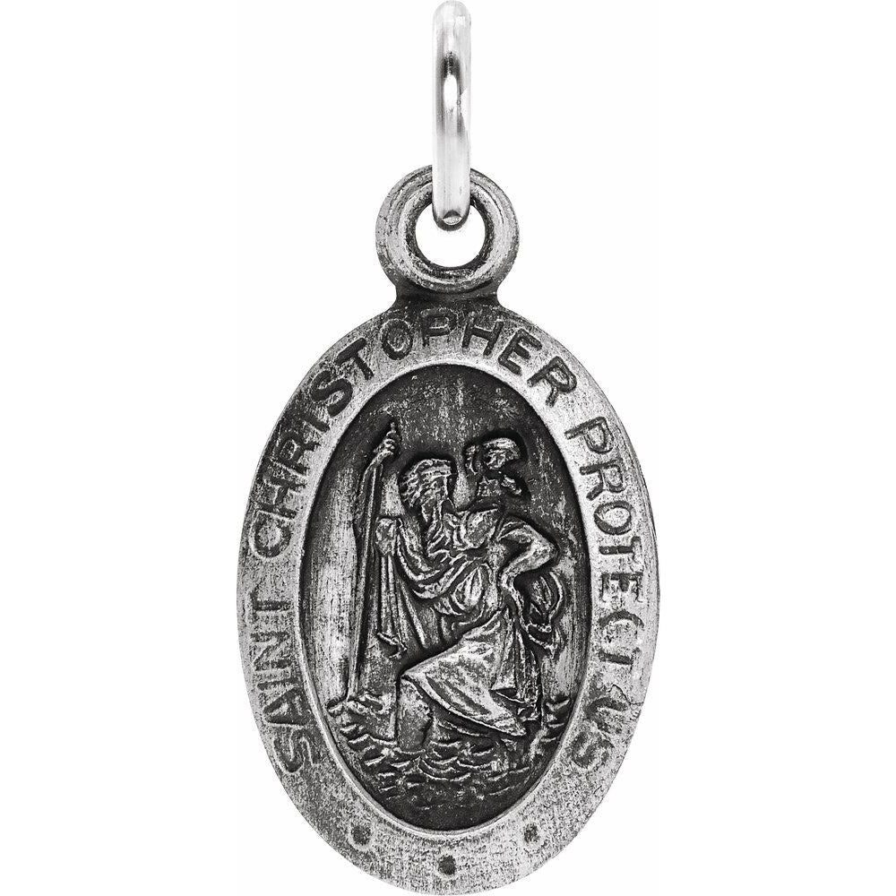 925 Sterling Silver 29x20mm St. Christopher Medal Pendant