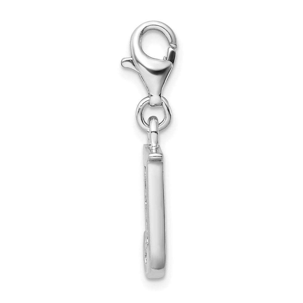925 Sterling Silver CZ Letter J Lobster Clasp Pendant