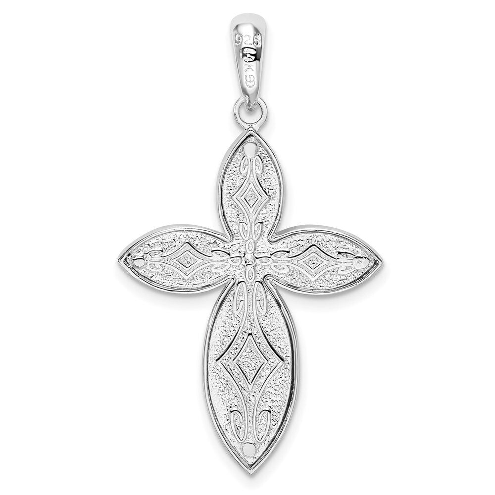 925 Sterling Silver Filigree Cross w/14k Two-Tone Accent Pendant (L-29.15mm, W-21.9mm)