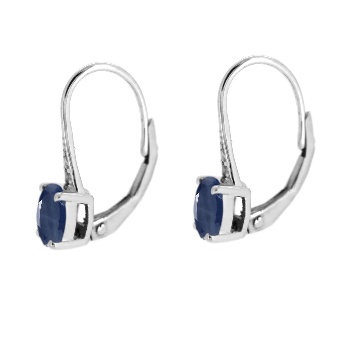 925 Sterling Silver Indian Blue Sapphire and Diamond Earrings