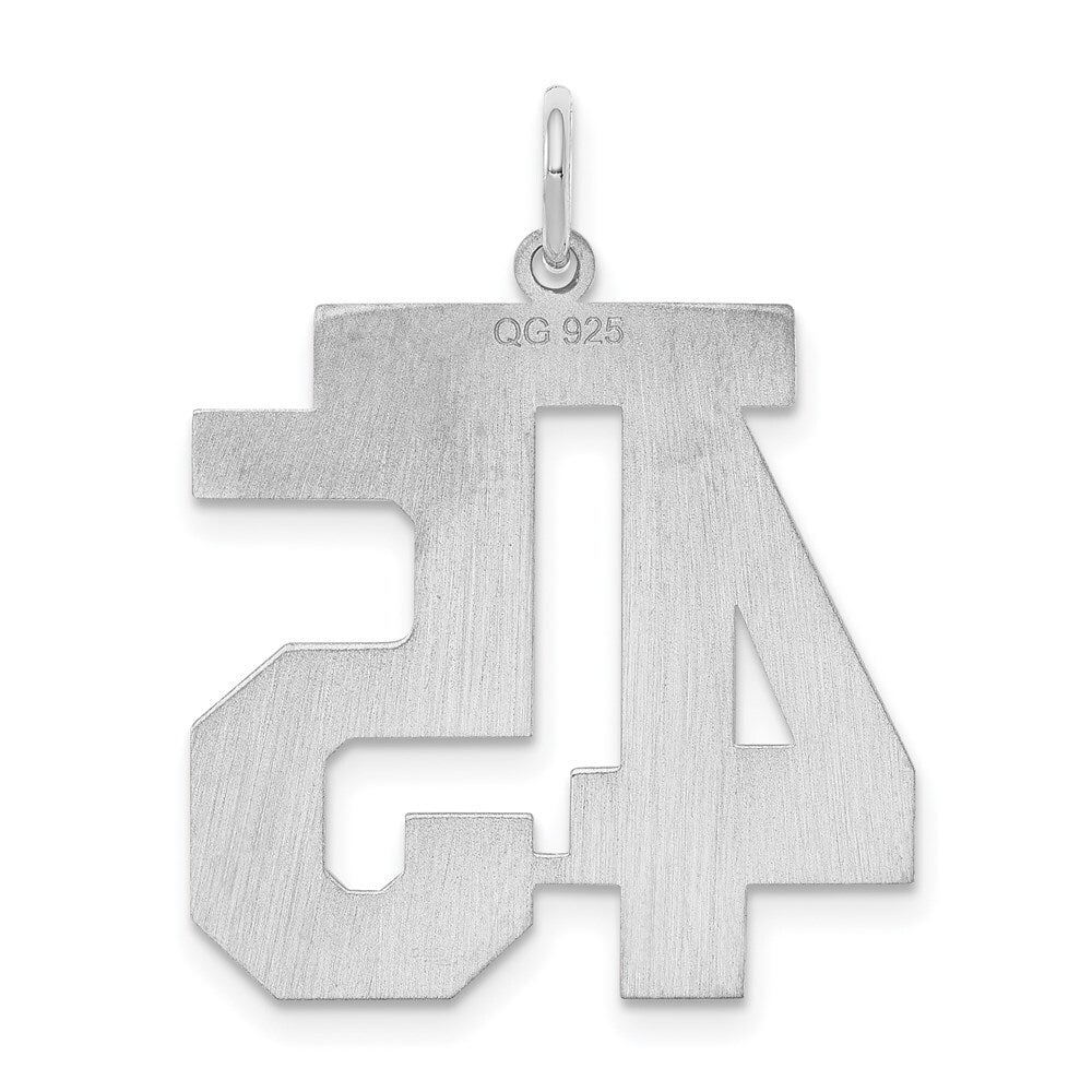 925 Sterling Silver Large Polished Number 45 Pendant