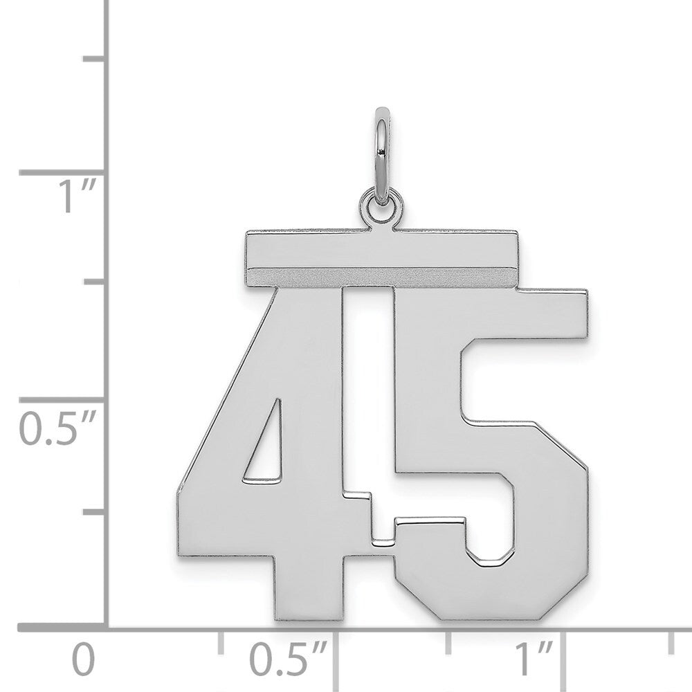 925 Sterling Silver Large Polished Number 45 Pendant