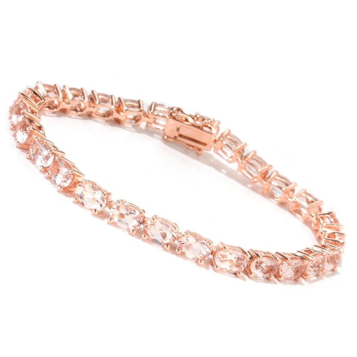925 Sterling Silver Morganite Tennis Bracelet