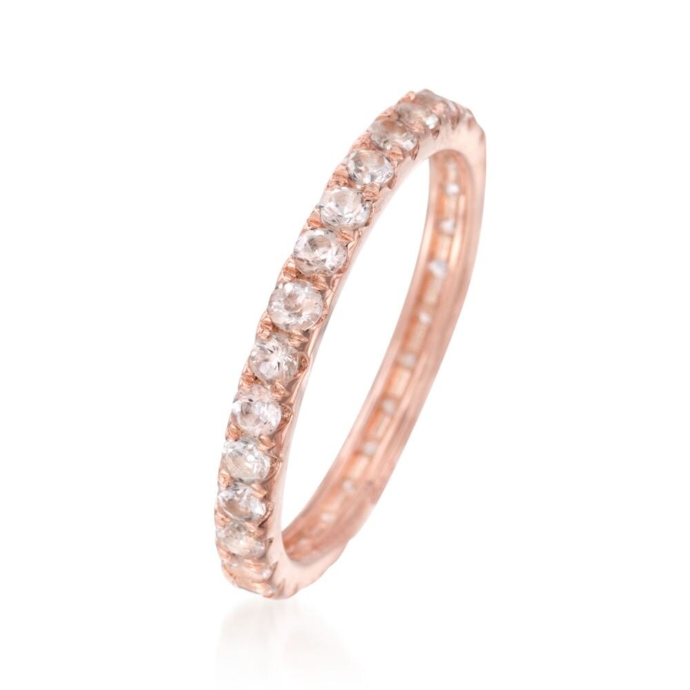 925 Sterling Silver Morganite Gemstone Eternity Band Ring