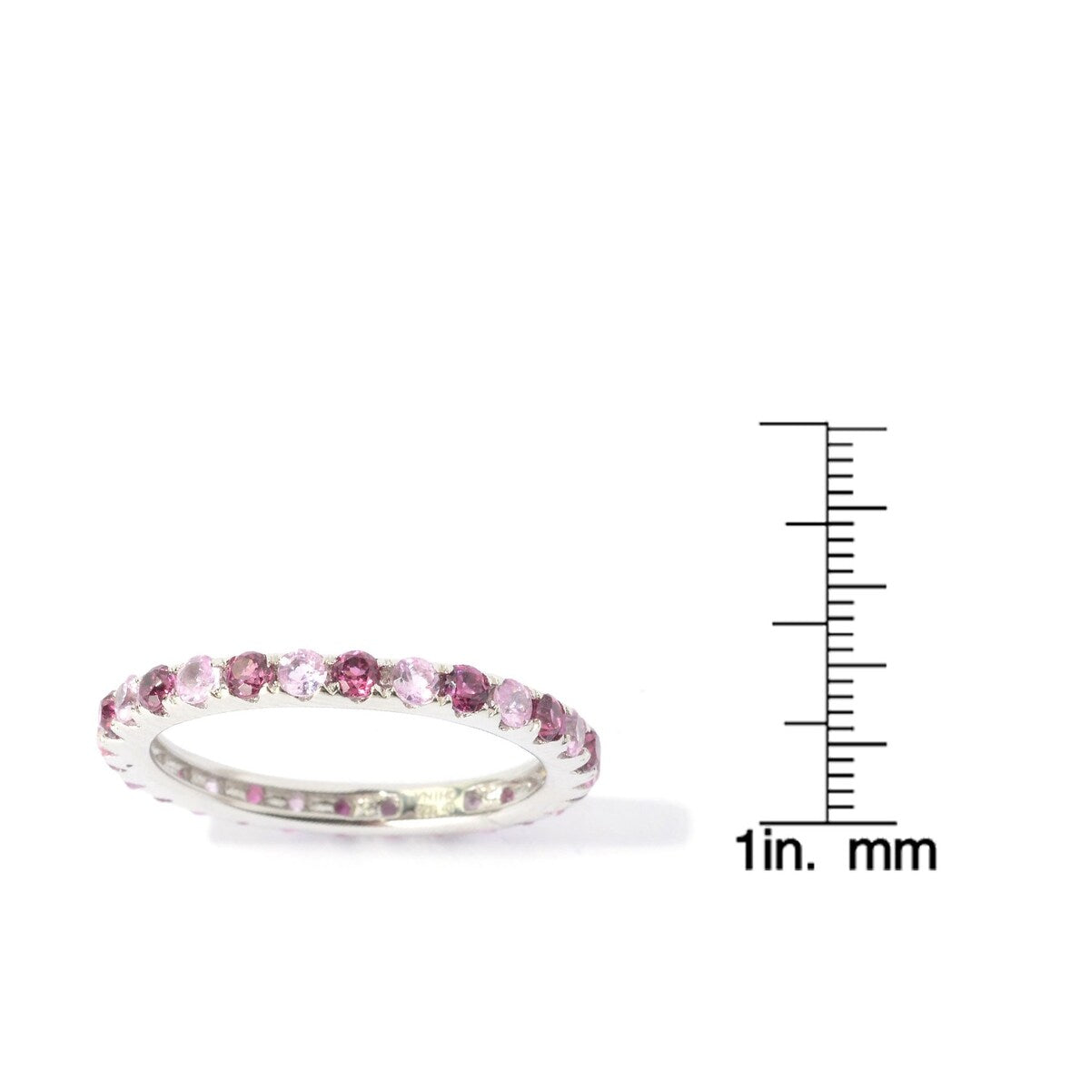925 Sterling Silver Pink Sapphire Gemstone Eternity Band Rings