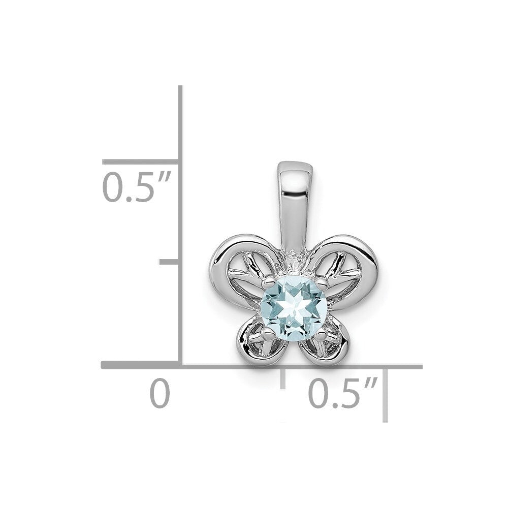 925 Sterling Silver Rhodium-plated Aquamarine Pendant