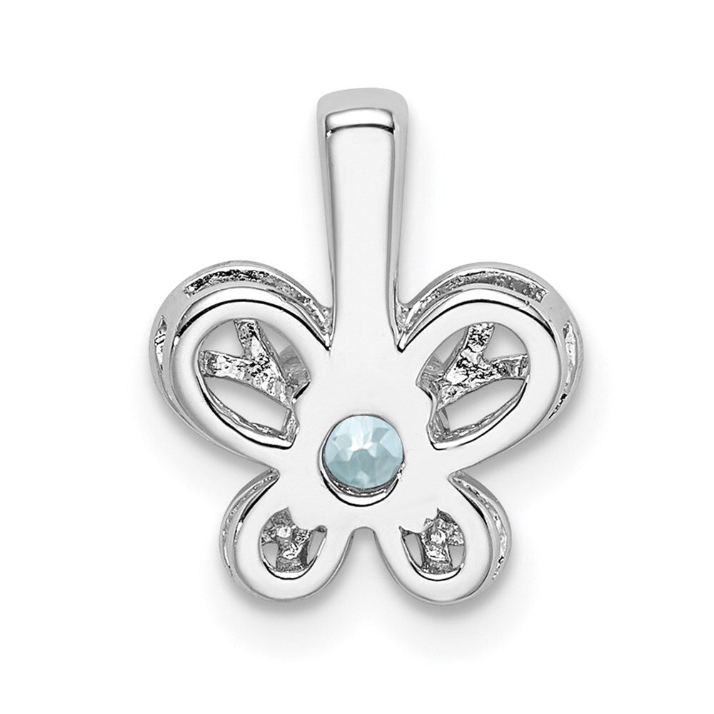 925 Sterling Silver Rhodium-plated Aquamarine Pendant