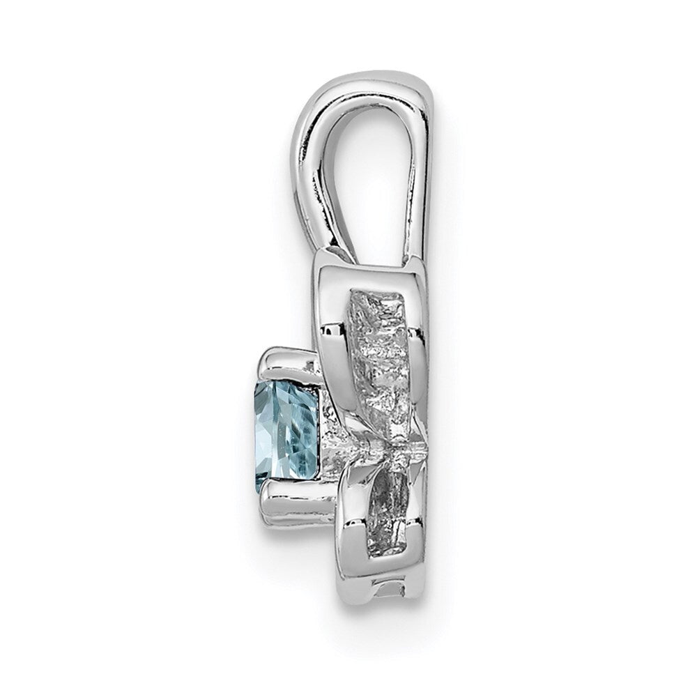925 Sterling Silver Rhodium-plated Aquamarine Pendant