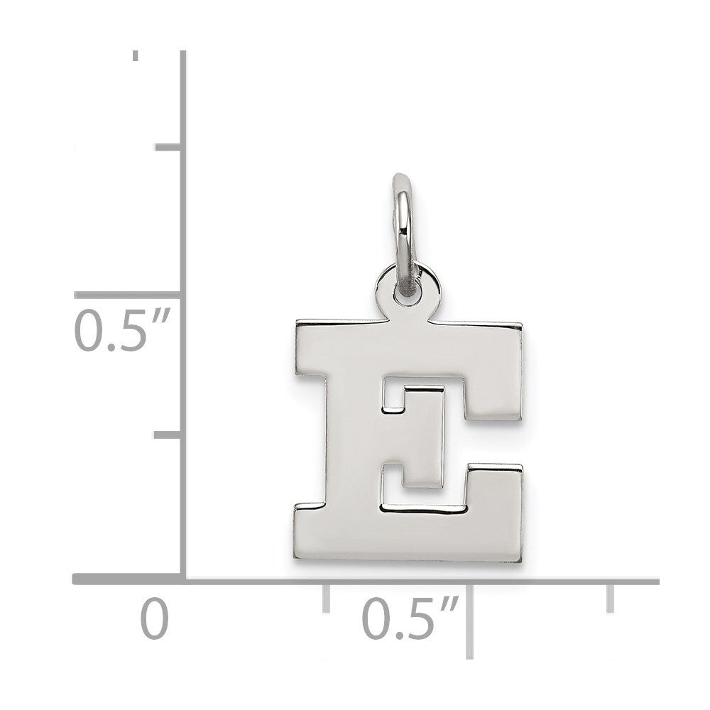 925 Sterling Silver Small Block Initial E Pendant