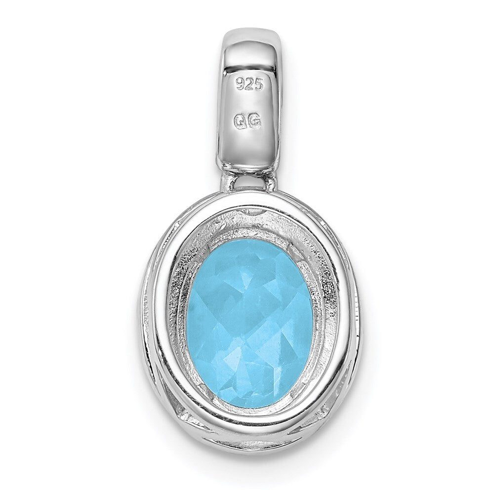 925 Sterling Silver with Light Swiss Blue Topaz Oval Pendant