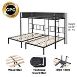 92" Metal Triple Bunk Bed 2 Side Ladders