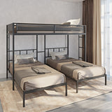 92" Metal Triple Bunk Bed 2 Side Ladders