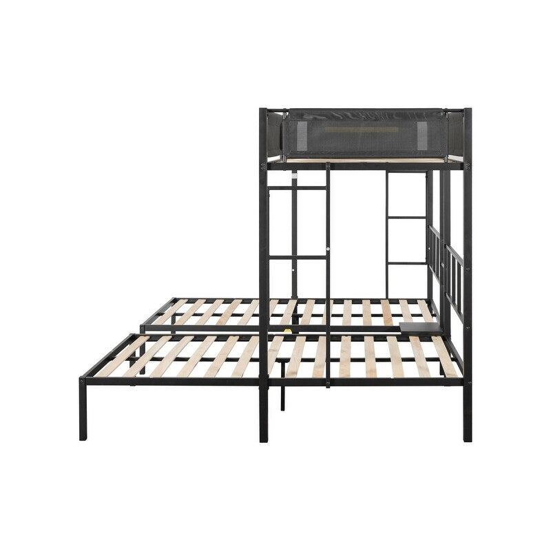 92" Metal Triple Bunk Bed 2 Side Ladders