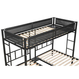 92" Metal Triple Bunk Bed 2 Side Ladders