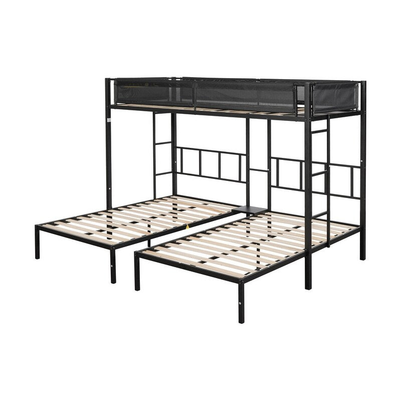 92" Metal Triple Bunk Bed 2 Side Ladders