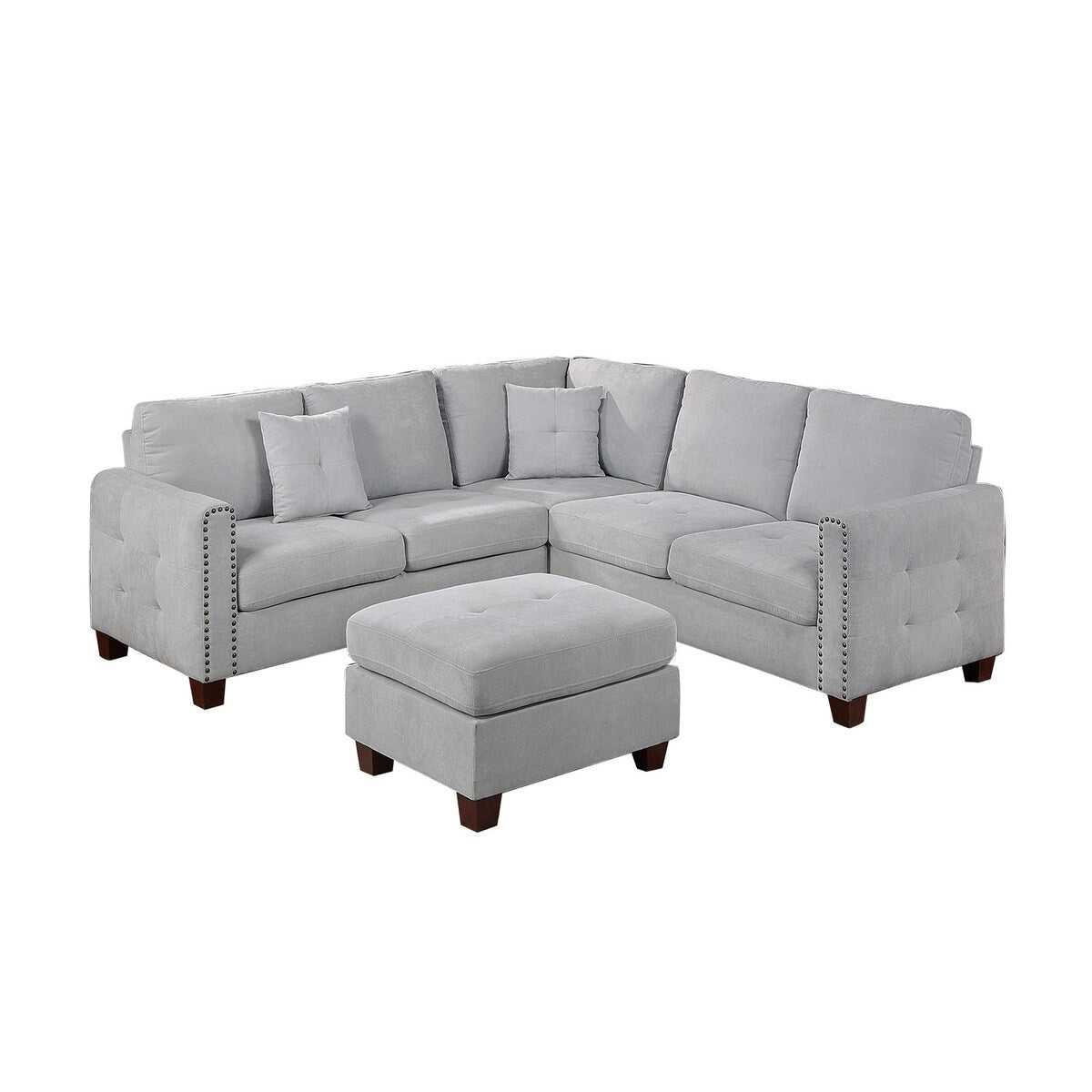 92" Wide Velvet Upholstery Sectional with Ottoman