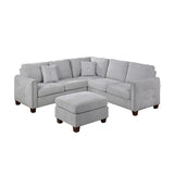 92" Wide Velvet Upholstery Sectional with Ottoman