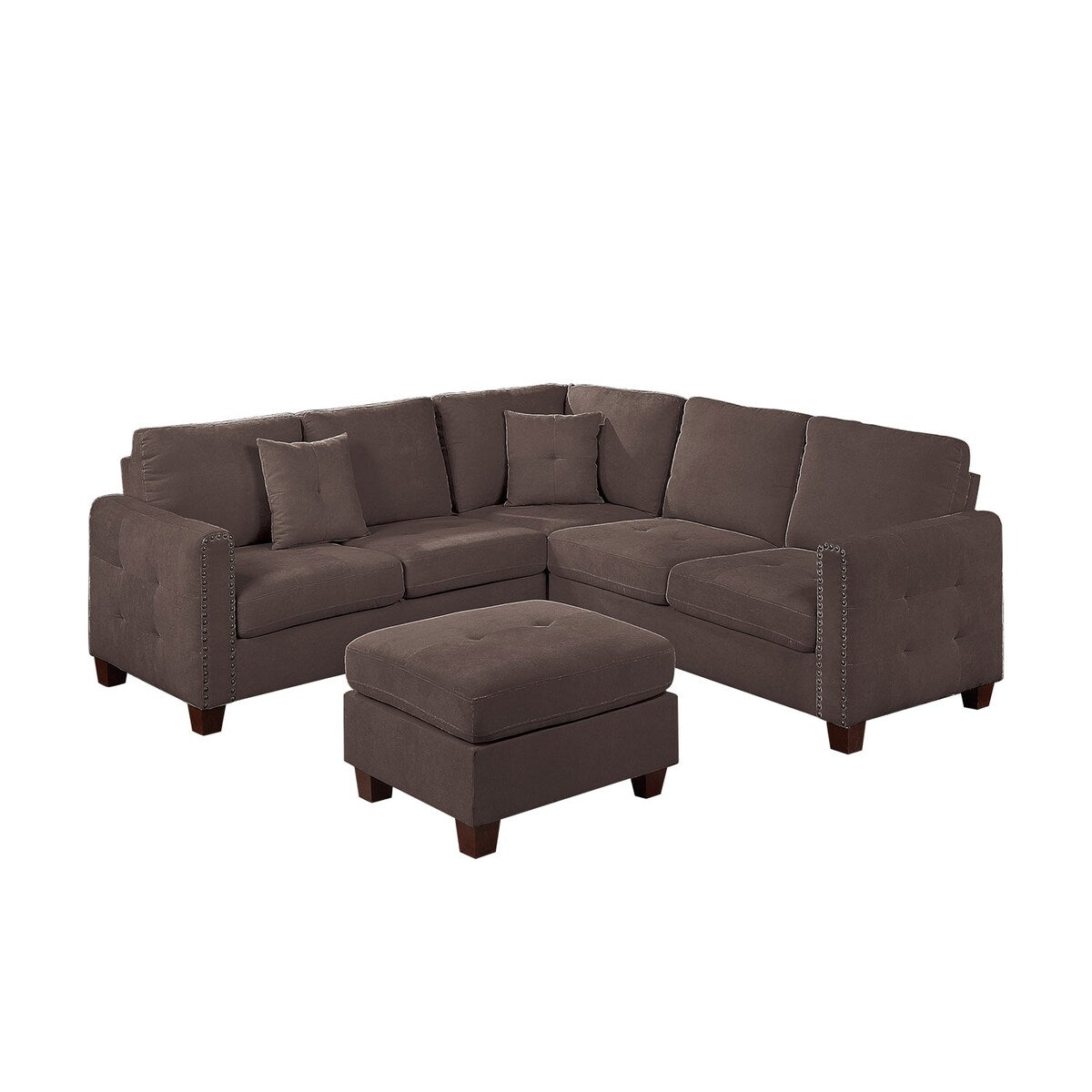 92" Wide Velvet Upholstery Sectional with Ottoman