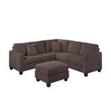 92" Wide Velvet Upholstery Sectional with Ottoman