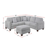 92" Wide Velvet Upholstery Sectional with Ottoman