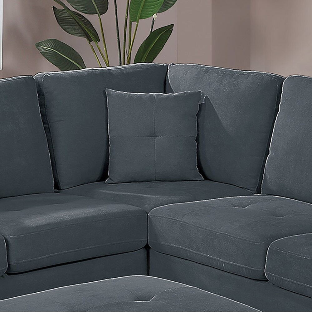 92" Wide Velvet Upholstery Sectional with Ottoman